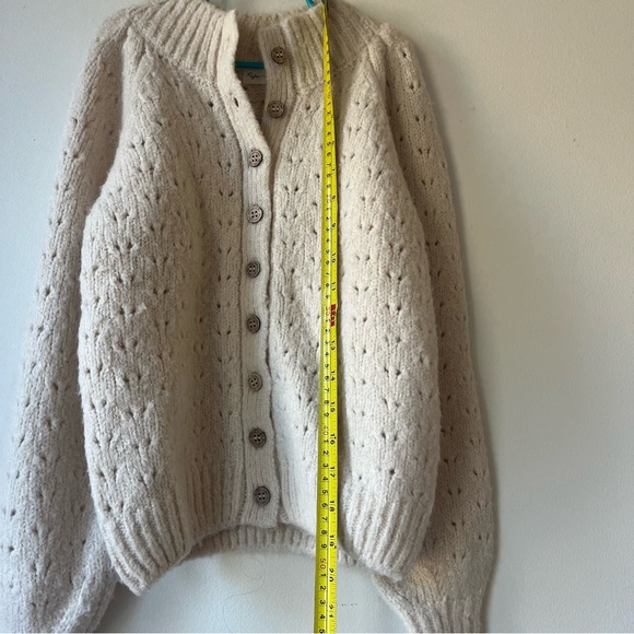 Rylee + Cru Girls Knit Cardigan Sweater 8-9Y Cream Button Front Wool Blend - Picture 7 of 11
